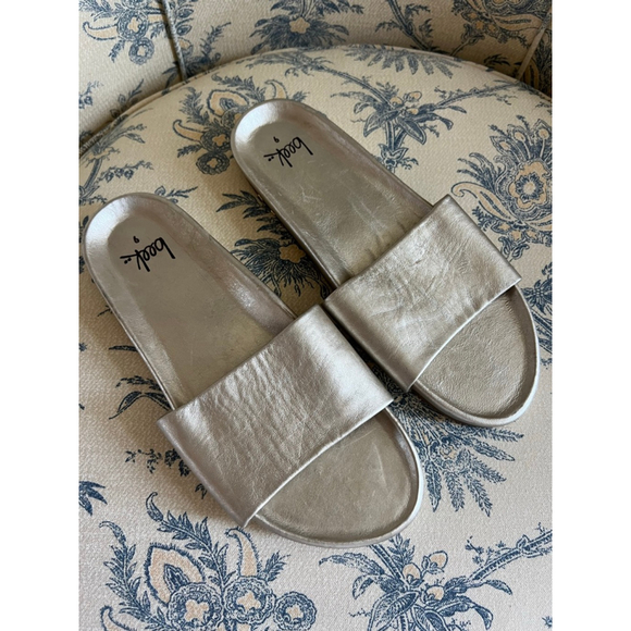 New beek Champagne Brown Leather Slide Sandals US 9,Specials : American Fashion Style Bags On Sale